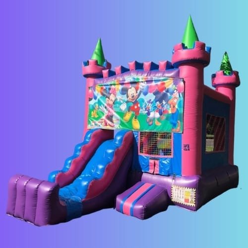 2-1 Pink Castle Mini Combo Climber Slide Mickey Mouse
