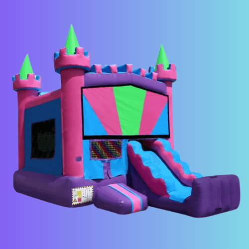 2-1 Pink Castle Mini Combo Climber, Slide Variety Color Basketball Hoop
