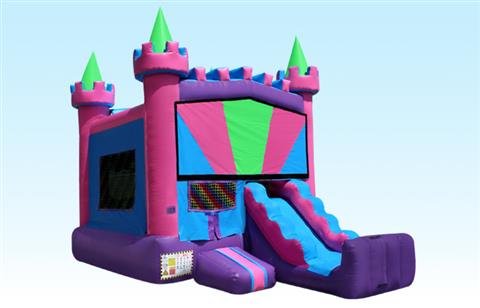 2-1 Pink Castle Mini Combo Climber, Slide Variety Color Basketball Hoop